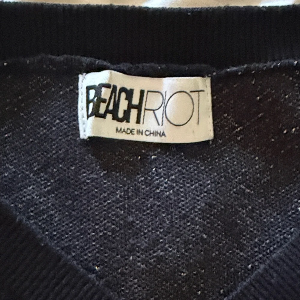Beach Riot Black with metallic Star and Moon V-Neck Sweater - Picture 5 of 7